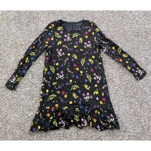 Zara Trafluc Black Floral Apothecary Boho Dress Womens Size Medium